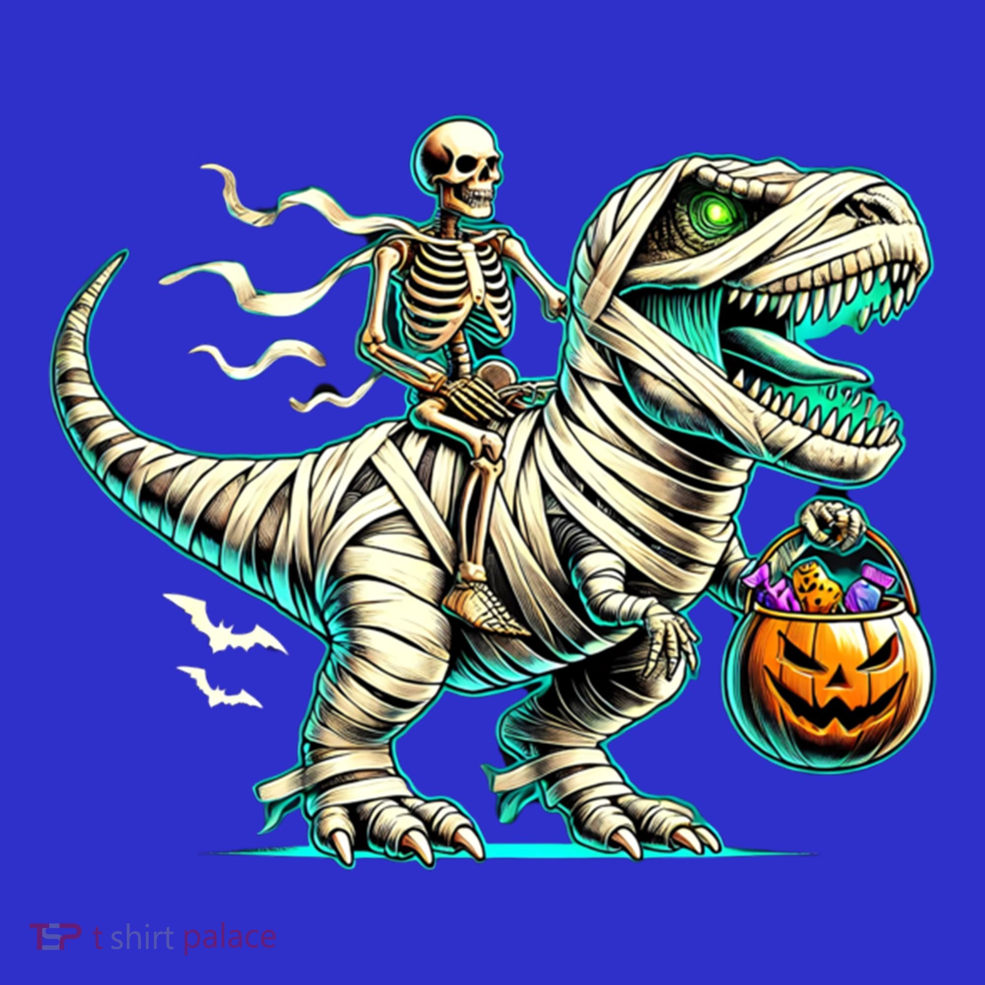 Skeleton Riding Mummy Dinosaur T Rex Halloween Funny Pumpkin Cute Gift Visor