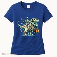Skeleton Riding Mummy Dinosaur T Rex Halloween Funny Pumpkin Cute Gift Women's T-Shirt thumb 0