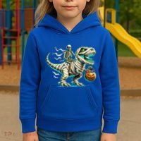 Skeleton Riding Mummy Dinosaur T Rex Halloween Funny Pumpkin Cute Gift Kids Hoodie thumb 3