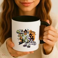 Skeleton Riding Mummy Dinosaur T Rex Halloween Spook Lovers Gift Coffee Mug thumb 3