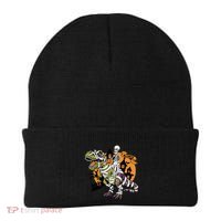 Skeleton Riding Mummy Dinosaur T Rex Halloween Spook Lovers Gift Beanie thumb 0