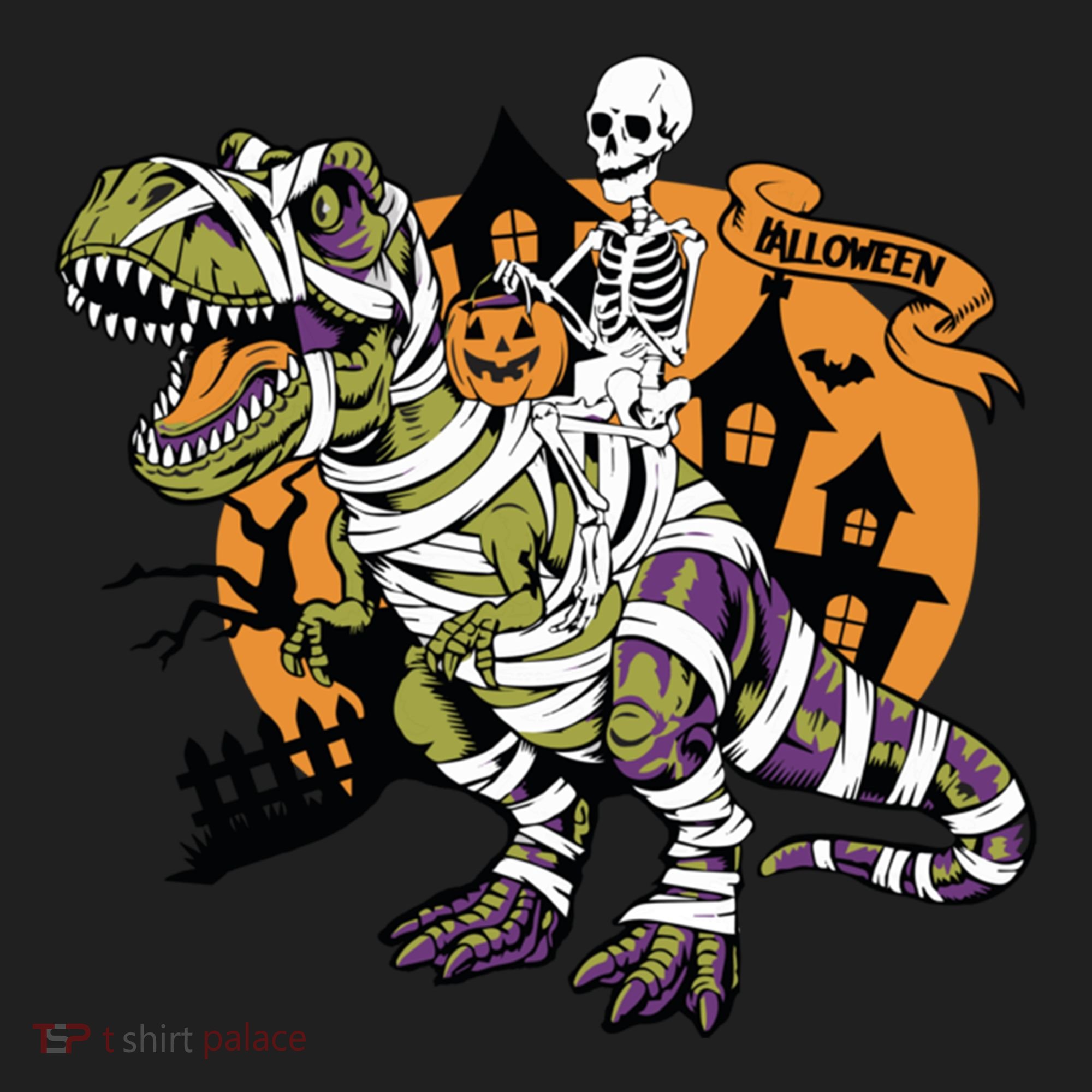 Skeleton Riding Mummy Dinosaur T Rex Halloween Spook Lovers Gift Beanie