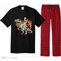 Skeleton Riding Mummy Dinosaur T Rex Halloween Spook Lovers Gift Pajama Set thumb 0