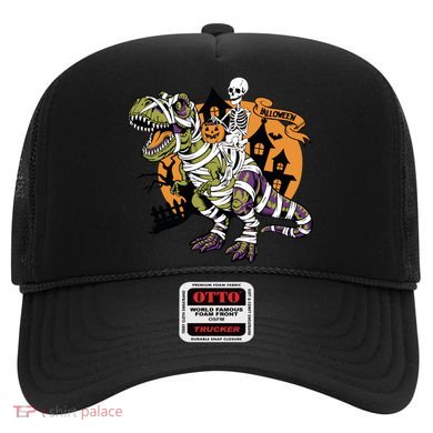 Skeleton Riding Mummy Dinosaur T Rex Halloween Spook Lovers Gift Hat