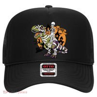 Skeleton Riding Mummy Dinosaur T Rex Halloween Spook Lovers Gift Hat thumb 0