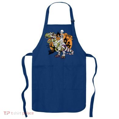 Skeleton Riding Mummy Dinosaur T Rex Halloween Spook Lovers Gift Apron