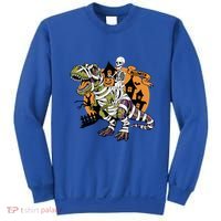 Skeleton Riding Mummy Dinosaur T Rex Halloween Spook Lovers Gift Sweatshirt thumb 0