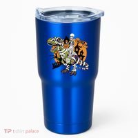 Skeleton Riding Mummy Dinosaur T Rex Halloween Spook Lovers Gift Tumbler thumb 0