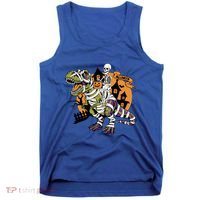 Skeleton Riding Mummy Dinosaur T Rex Halloween Spook Lovers Gift Tank Top thumb 0
