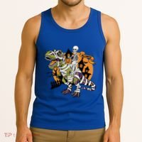 Skeleton Riding Mummy Dinosaur T Rex Halloween Spook Lovers Gift Tank Top thumb 3