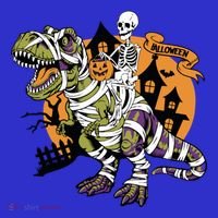 Skeleton Riding Mummy Dinosaur T Rex Halloween Spook Lovers Gift Visor thumb 3