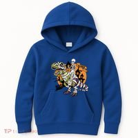 Skeleton Riding Mummy Dinosaur T Rex Halloween Spook Lovers Gift Kids Hoodie thumb 0