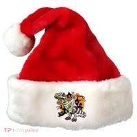Skeleton Riding Mummy Dinosaur T Rex Halloween Spook Lovers Gift Santa Hat thumb 0