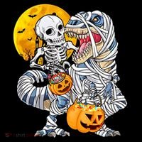 Skeleton Riding Mummy Dinosaur T Rex Halloween Funny Pumpkin Meaningful Gift Coffee Mug thumb 5