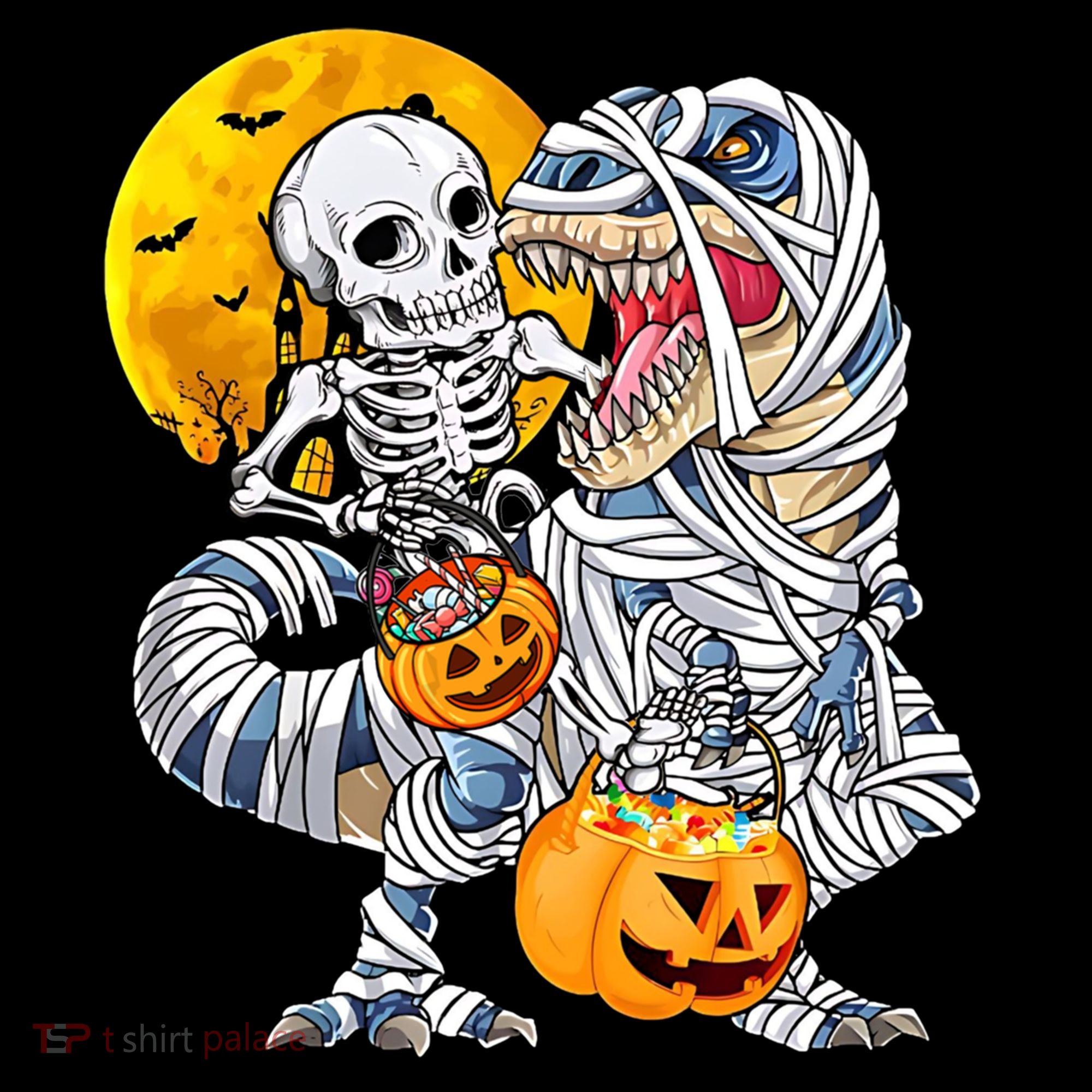 Skeleton Riding Mummy Dinosaur T Rex Halloween Funny Pumpkin Meaningful Gift Coffee Mug