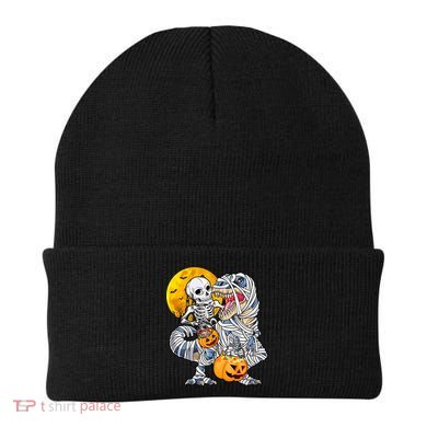 Skeleton Riding Mummy Dinosaur T Rex Halloween Funny Pumpkin Meaningful Gift Beanie