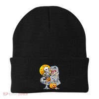 Skeleton Riding Mummy Dinosaur T Rex Halloween Funny Pumpkin Meaningful Gift Beanie thumb 0