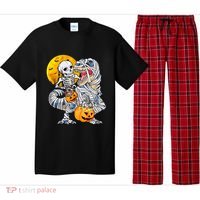 Skeleton Riding Mummy Dinosaur T Rex Halloween Funny Pumpkin Meaningful Gift Pajama Set thumb 0