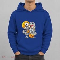 Skeleton Riding Mummy Dinosaur T Rex Halloween Funny Pumpkin Meaningful Gift Hoodie thumb 0