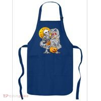 Skeleton Riding Mummy Dinosaur T Rex Halloween Funny Pumpkin Meaningful Gift Apron thumb 0