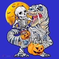 Skeleton Riding Mummy Dinosaur T Rex Halloween Funny Pumpkin Meaningful Gift Tank Top thumb 6