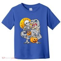 Skeleton Riding Mummy Dinosaur T Rex Halloween Funny Pumpkin Meaningful Gift Toddler T-Shirt thumb 0