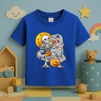 Skeleton Riding Mummy Dinosaur T Rex Halloween Funny Pumpkin Meaningful Gift Toddler T-Shirt thumb 3