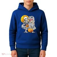 Skeleton Riding Mummy Dinosaur T Rex Halloween Funny Pumpkin Meaningful Gift Kids Hoodie thumb 4