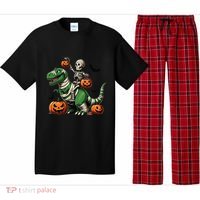 Skeleton Riding Mummy Dinosaur T Rex Halloween Funny Pumpkin Gift Pajama Set thumb 0