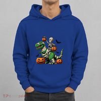 Skeleton Riding Mummy Dinosaur T Rex Halloween Funny Pumpkin Gift Hoodie thumb 0