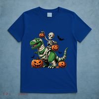Skeleton Riding Mummy Dinosaur T Rex Halloween Funny Pumpkin Gift T-Shirt thumb 5