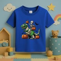 Skeleton Riding Mummy Dinosaur T Rex Halloween Funny Pumpkin Gift Toddler T-Shirt thumb 3
