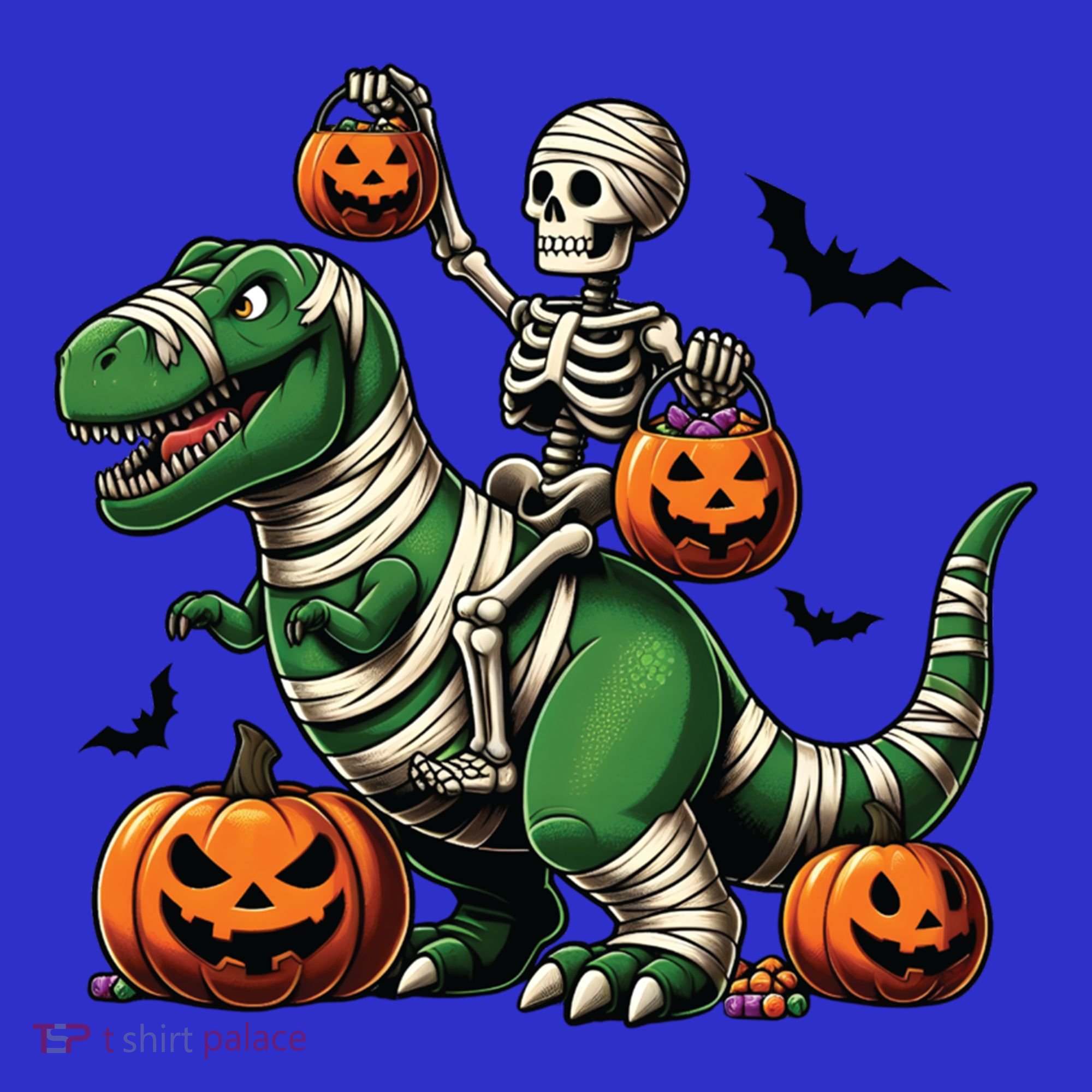 Skeleton Riding Mummy Dinosaur T Rex Halloween Funny Pumpkin Gift Visor