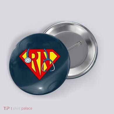 Super RN Nurse Register Nurse Halloween Costume Button