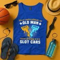 Slot Racing Never Understimate Old Driving Slot Car Gift Tank Top thumb 4