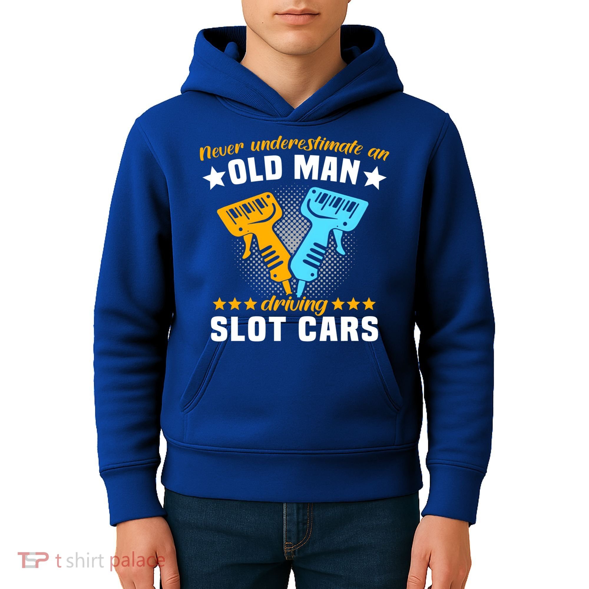 Slot Racing Never Understimate Old Driving Slot Car Gift Kids Hoodie