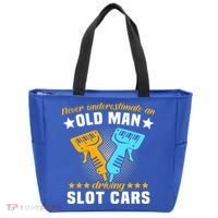 Slot Racing Never Understimate Old Driving Slot Car Gift Tote Bag thumb 0