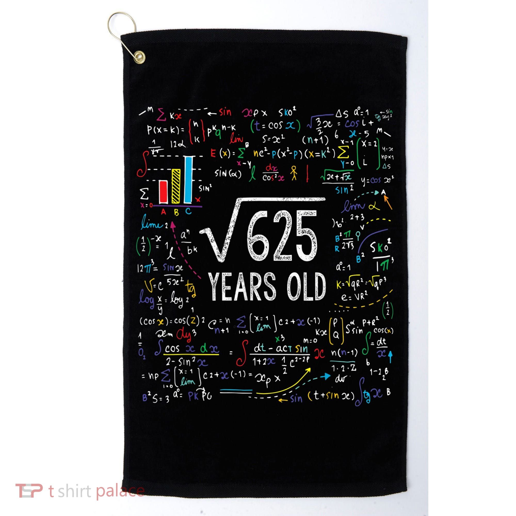 Square Root Of 625 25th Birthday 25 Year Old Gifts Math Bday Golf Towel