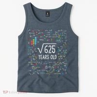 Square Root Of 625 25th Birthday 25 Year Old Gifts Math Bday Tank Top thumb 2