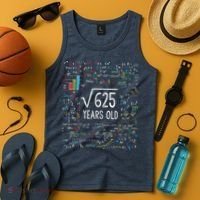 Square Root Of 625 25th Birthday 25 Year Old Gifts Math Bday Tank Top thumb 4