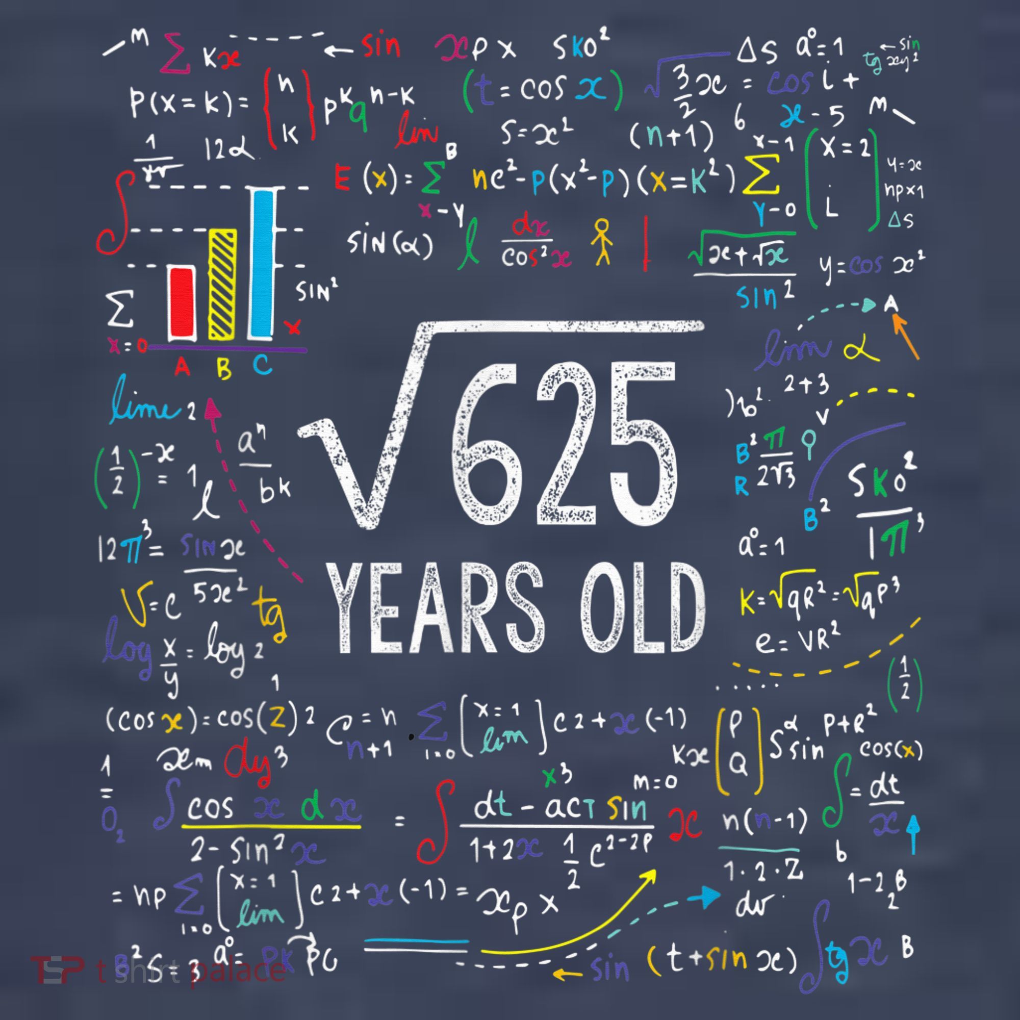 Square Root Of 625 25th Birthday 25 Year Old Gifts Math Bday Women's T-Shirt