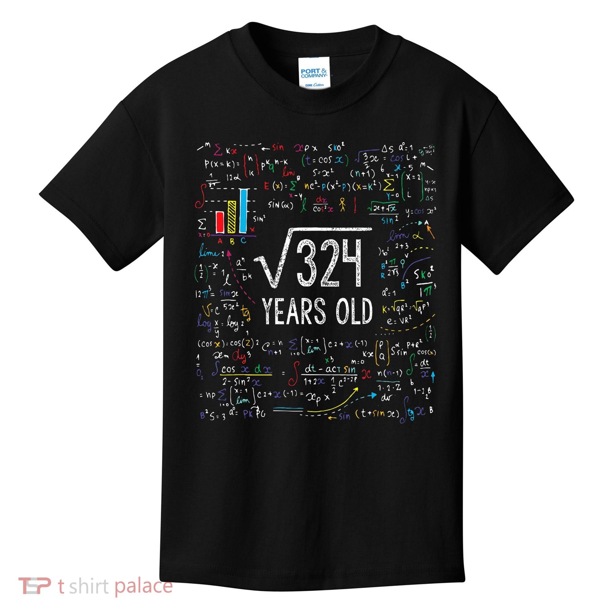 Square Root Of 324 18th Birthday 18 Year Old Gifts Math Bday Kids T-Shirt