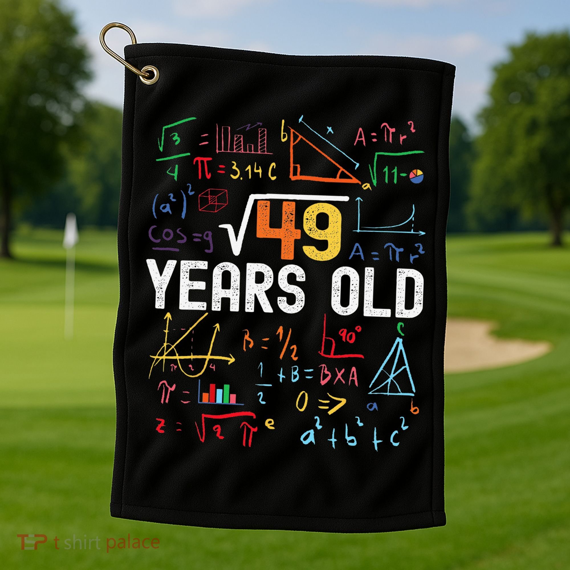 Square Root Of 49 7th Birthday 7 Years Old Birthday Golf Towel