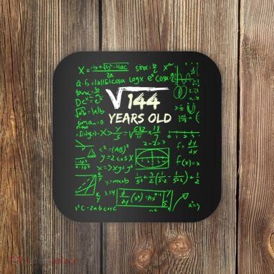 Square Root Of 144 12th Birthday 12 Years Old Gift Cool Gift Coaster