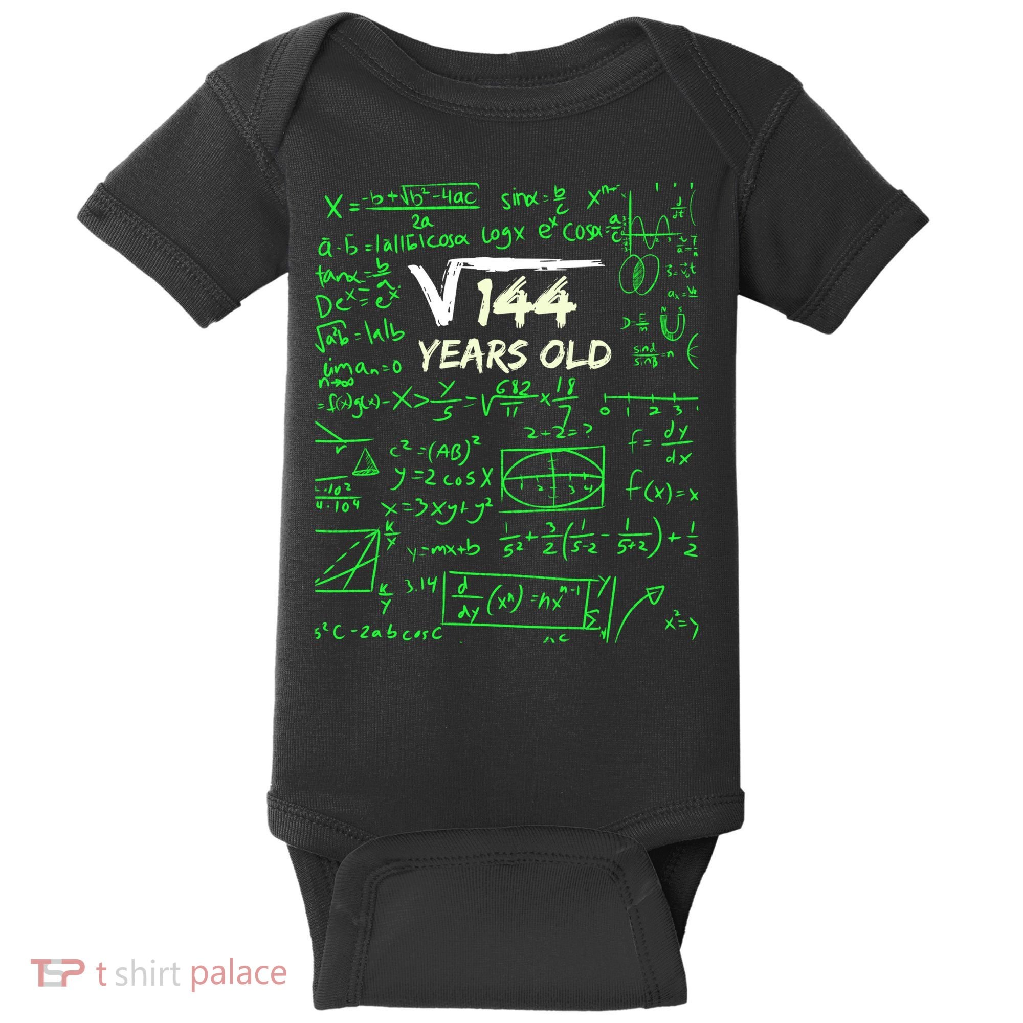 Square Root Of 144 12th Birthday 12 Years Old Gift Cool Gift Baby Bodysuit