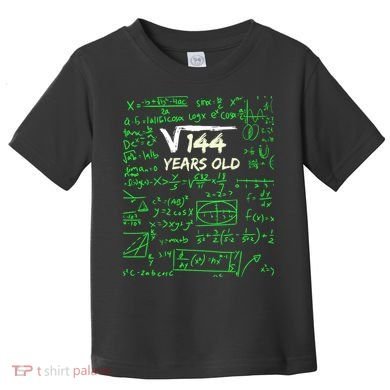 Square Root Of 144 12th Birthday 12 Years Old Gift Cool Gift Toddler T-Shirt