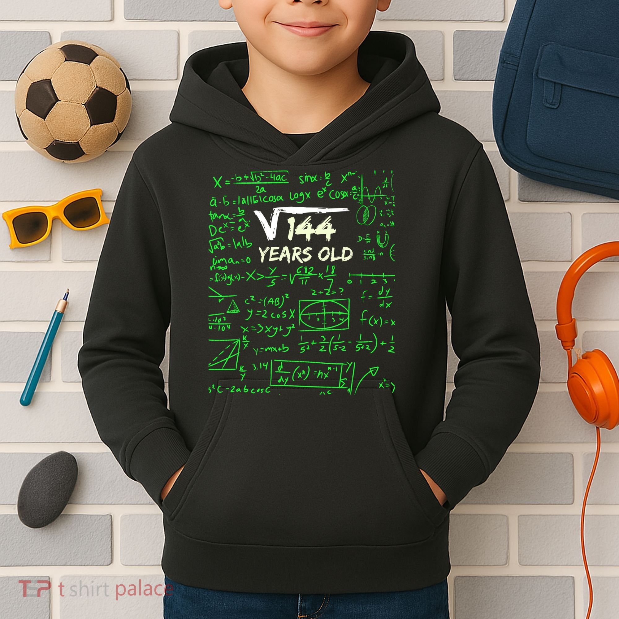Square Root Of 144 12th Birthday 12 Years Old Gift Cool Gift Kids Hoodie