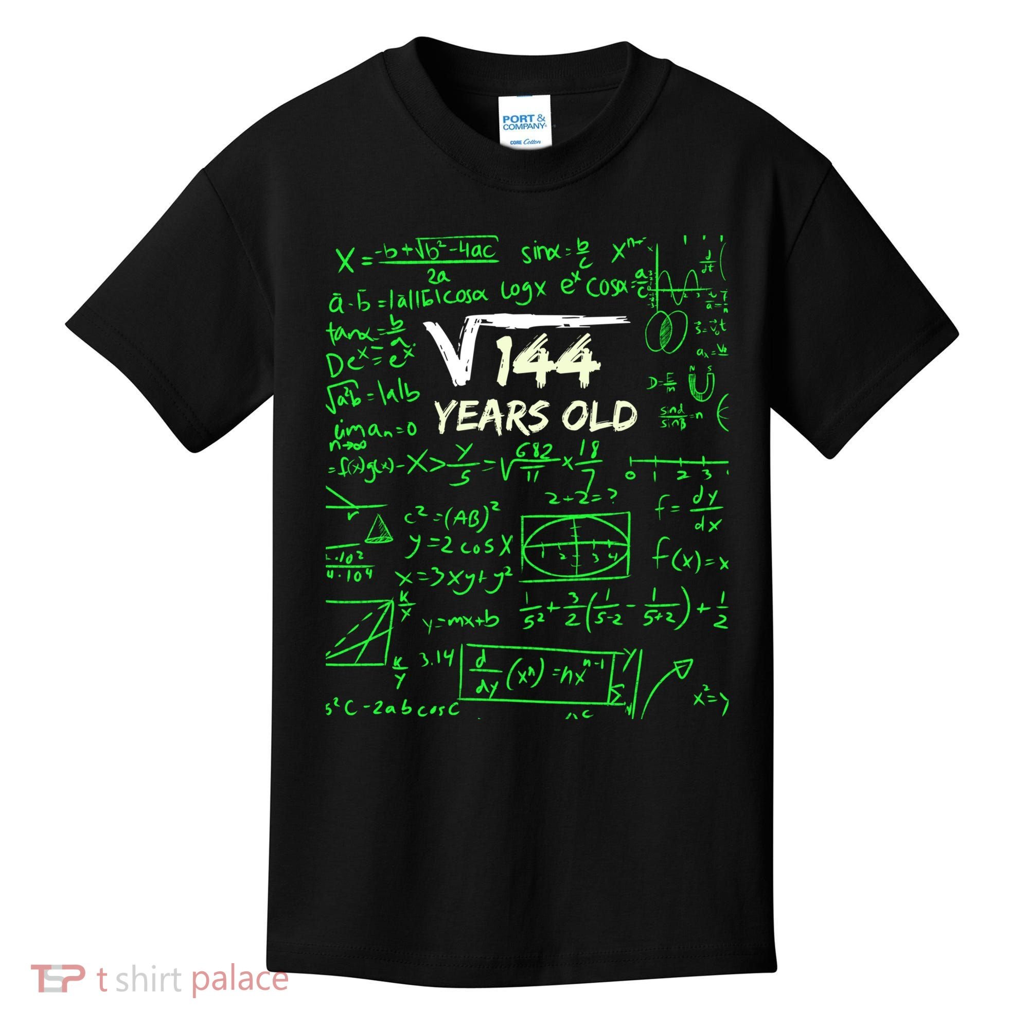Square Root Of 144 12th Birthday 12 Years Old Gift Cool Gift Kids T-Shirt