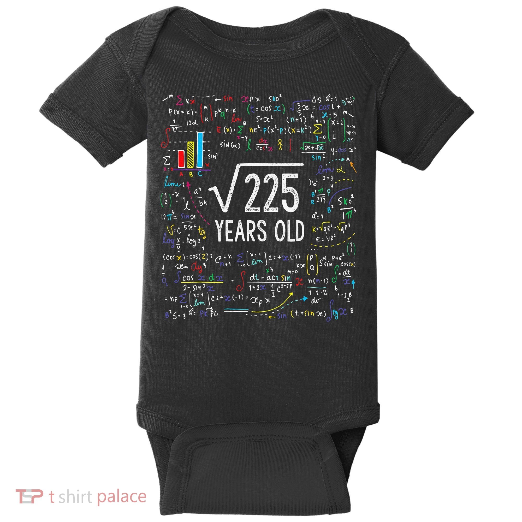 Square Root Of 225 15th Birthday 15 Year Old Gifts Math Bday Baby Bodysuit