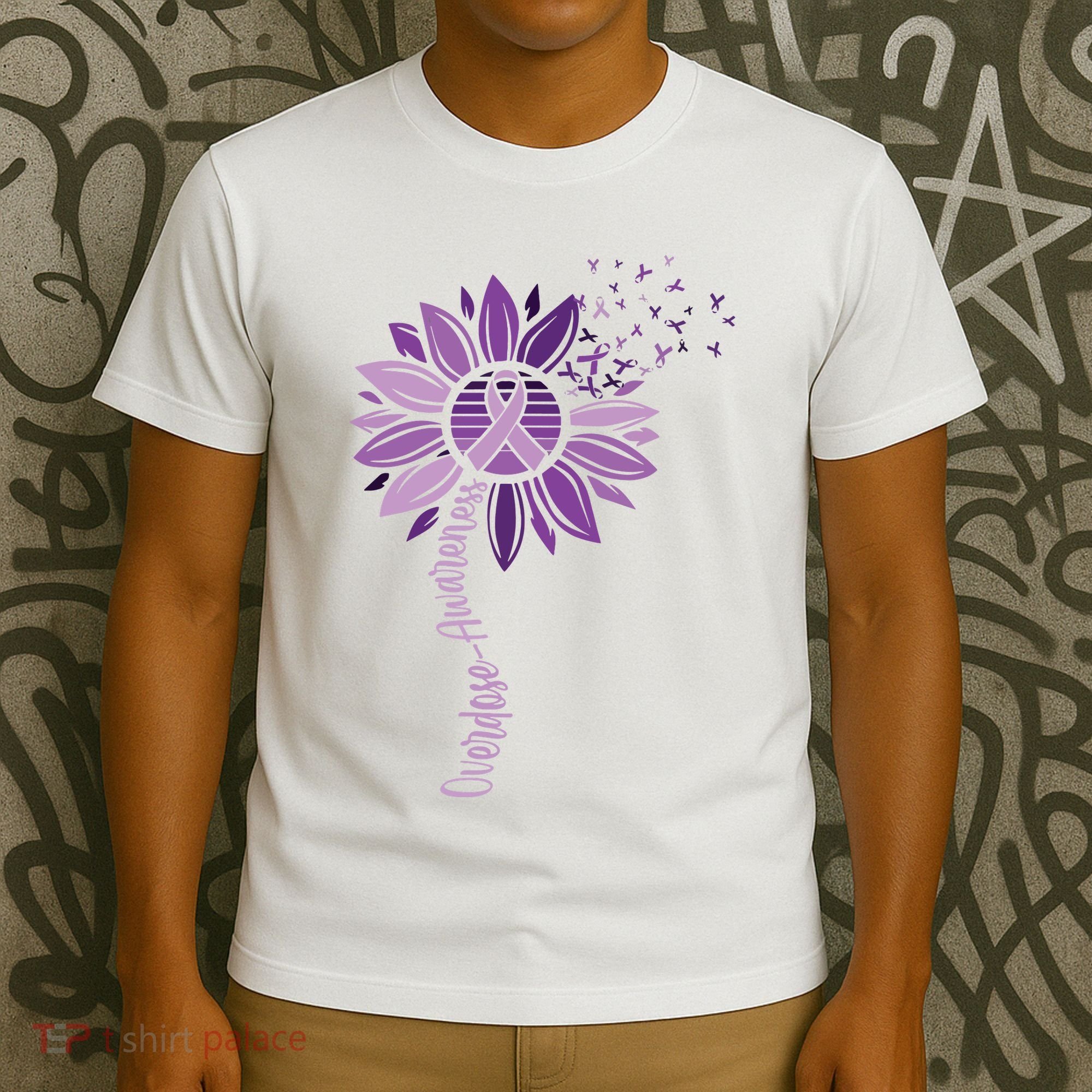 Sunflower Ribbons Overdose Awareness T-Shirt